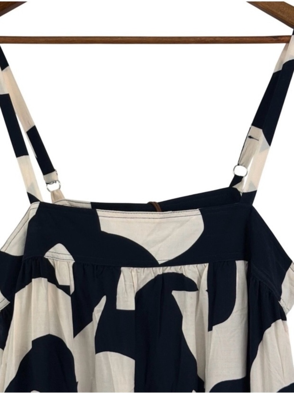 Abel The Label Maxi Dress L Navy White Abstract Tiered NWT Anthropologie Style - Picture 7 of 16